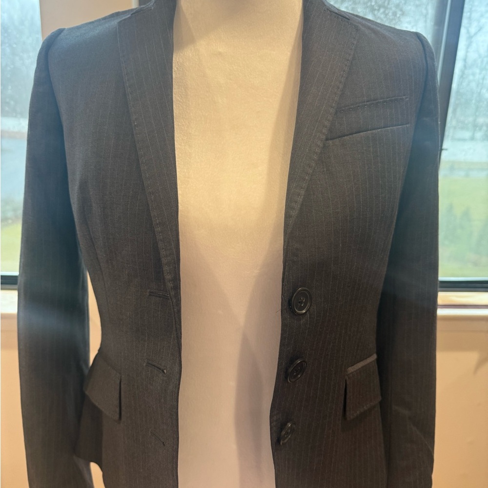 J.Crew Womens Pinstripe Blazer - Charcoal Size 4P - Picture 11 of 13